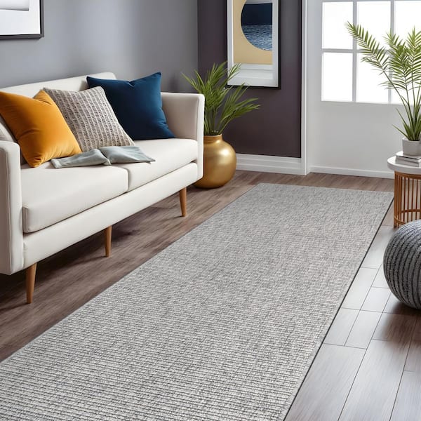 Royal Easy Jute Grey 2 ft. x 7 ft.. Solid Indoor Outdoor Area Rug