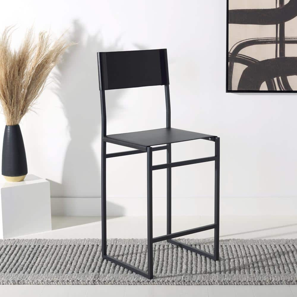 Layne 30 in. Black Iron/Fabric Counter Stool