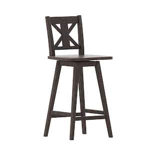 42.25 in. Gray Wash Walnut Full Wood Bar Stool with Wood Seat