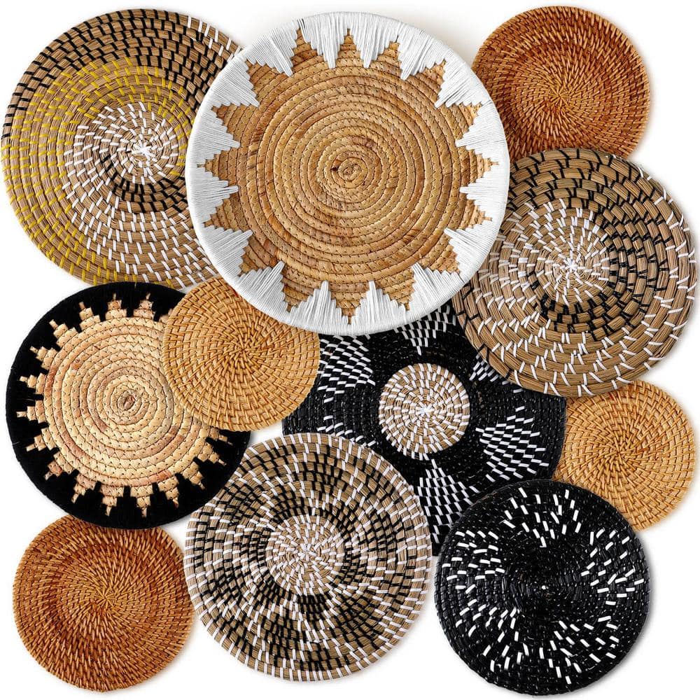 11-Pieces Multi-Colored 11.8 in. x 11.8 in. Seagrass Decorative Basket, Wal