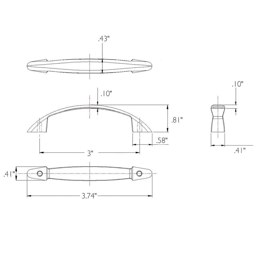 Brushed Nickel Arched Cabinet Pull with Mounting Hardware