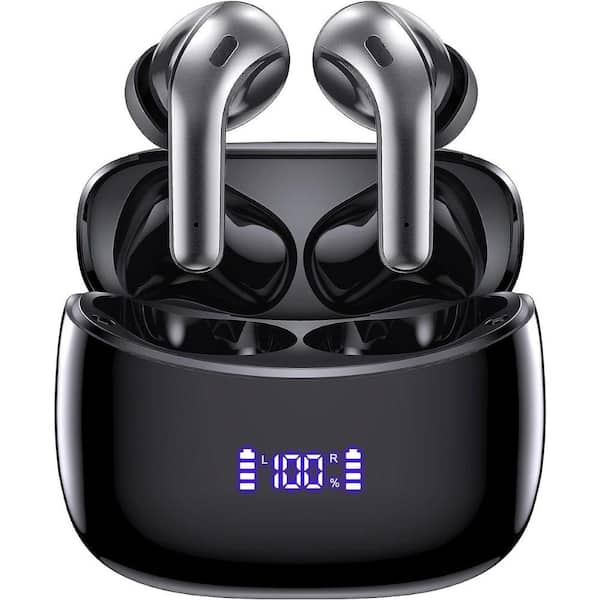 Etokfoks X15 Wireless Bluetooth Earbuds with 60H Playtime and LED Power Display, Black