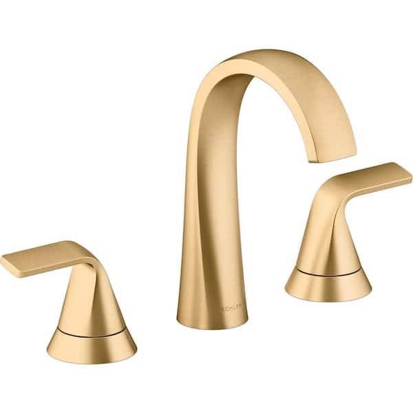 KOHLER Cursiva 8 in. Widespread Double Handle Bathroom Faucet in Vibrant Brushed Moderne Brass