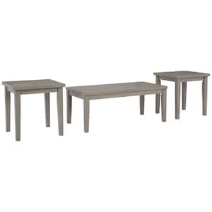 48 in. Gray Rectangular Wood Top Modern Coffee End Table (Set of 3)