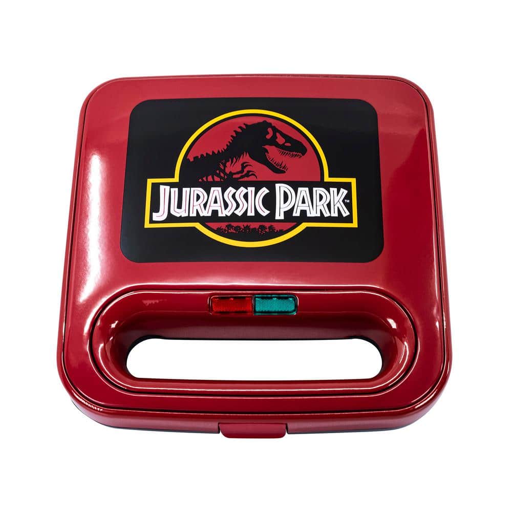 Uncanny Brands Jurassic Park Grilled Cheese Maker- Panini Press and Compact  Indoor Grill- Opens 180 Degrees for Burgers, Steaks, Bacon, Non-Stick