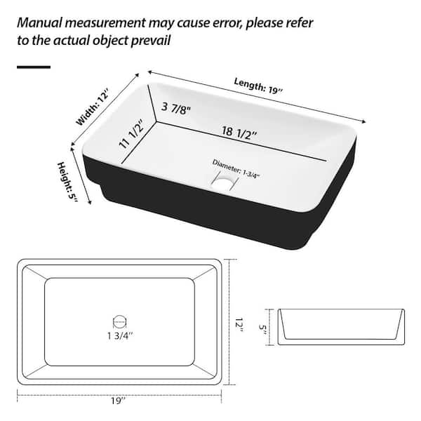 Buruis 19 in. Undermount Rectangular Bathroom Sink with Overflow