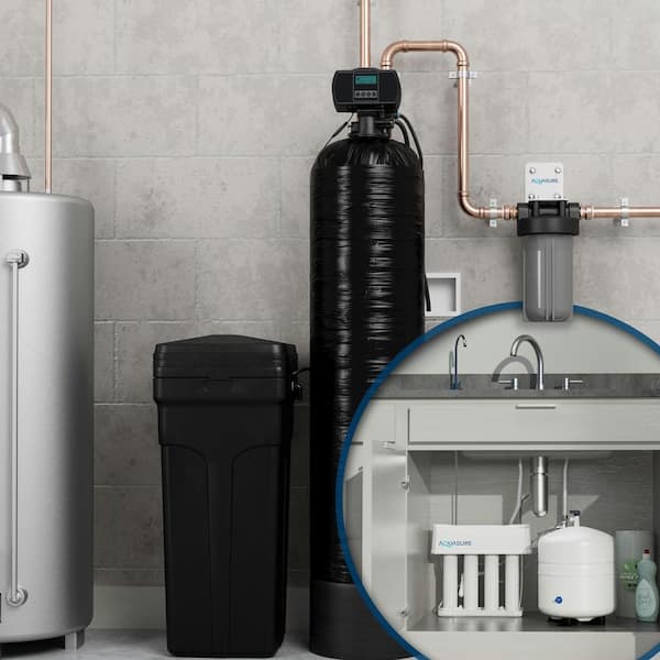 AQUASURE Whole House Filtration with 64,000 Grain Water Softener