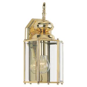 Classico Collection 1-Light Brass Outdoor Wall Lantern Sconce