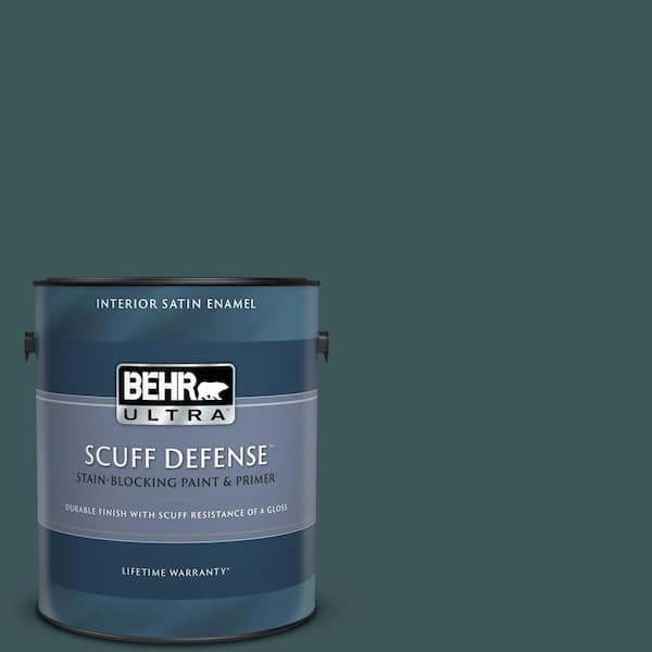 BEHR ULTRA 1 gal. #PPU12-01 Abysse Extra Durable Satin Enamel Interior Paint & Primer