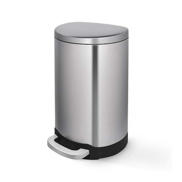 simplehuman Semi Round Open Top Commercial Stainless Steel Trash Can 21  Gallons Heavy Gauge Brushed - Office Depot