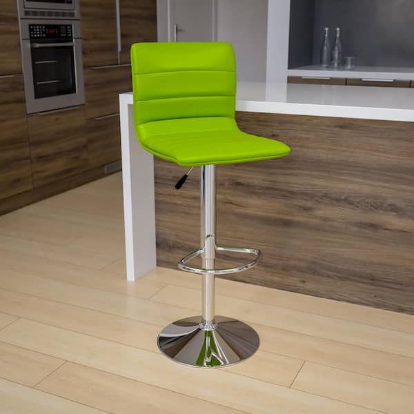 Adjustable Height Green Cushioned Bar Stool