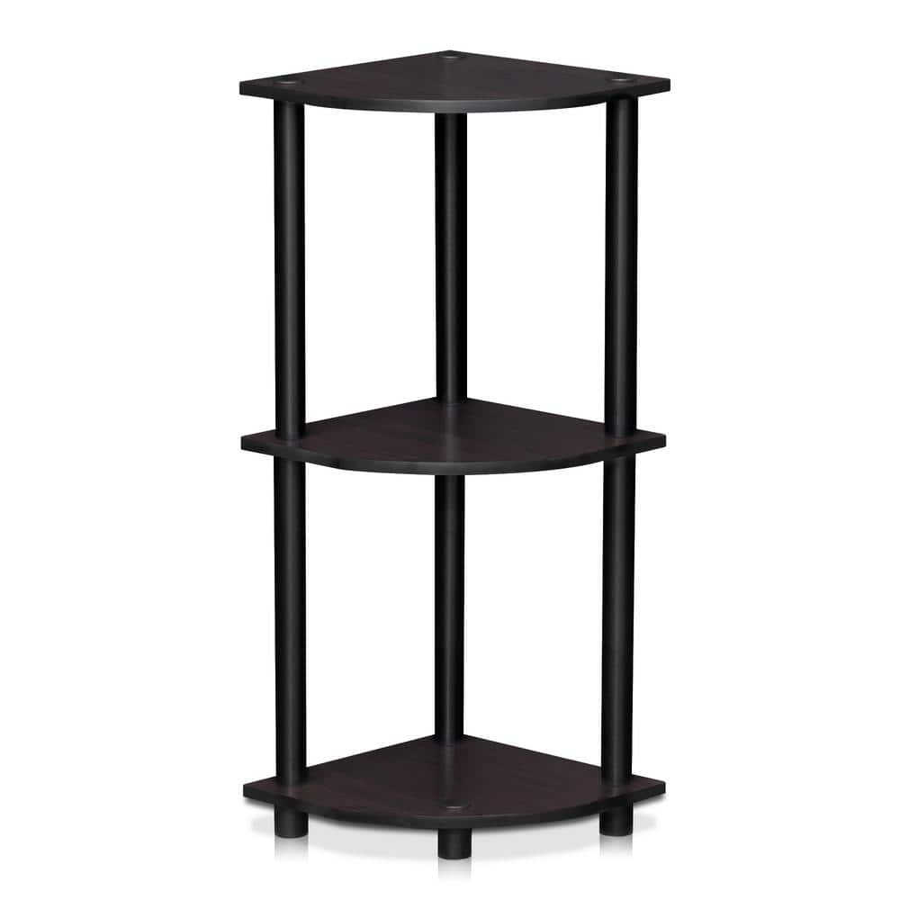 Turn-N-Tube Dark Walnut 3-Shelf Corner Open Shelf