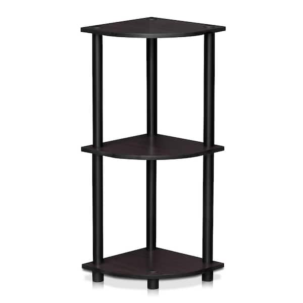 null Turn-N-Tube Dark Walnut 3-Shelf Corner Open Shelf