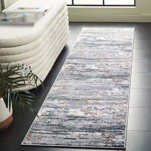 Alenia Gray/Beige 2 ft. x 8 ft. Abstract Gray/Beige Distressed Marle Runner Rug