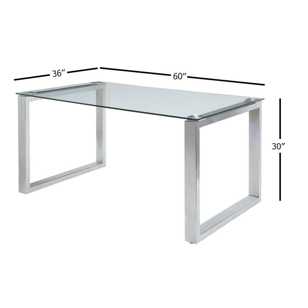 Clear Glass and Chrome Rectangular Dining Table for Six