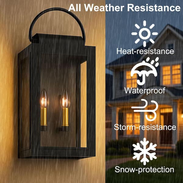 Maxax Hawaii 2-Light Sand Grain Black Dusk to Dawn Outdoor