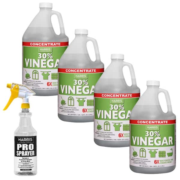 Harris 128 oz. 30% Cleaning Vinegar Concentrate (4-Pack) and 32 oz. Professional Spray Bottle