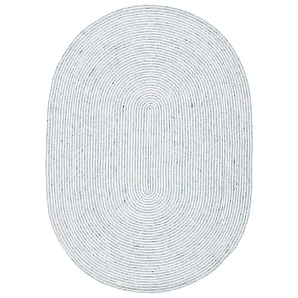 SAFAVIEH Braided Ivory Steel Gray 6 ft. x 9 ft. Solid Oval Area Rug  BRD256A-6OV - The Home Depot