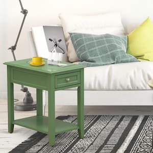 Clover Green Finish 1-Drawer Rectangle Nightstand for Bedroom 24 in. x 19 in.