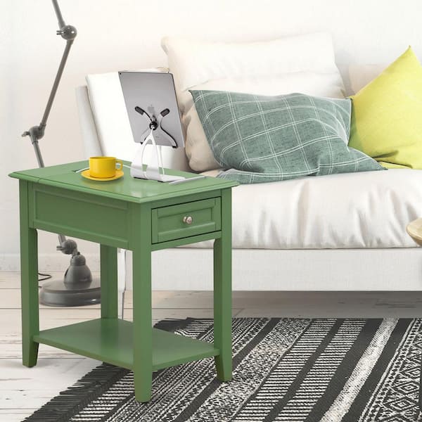 HOME IMPORTS EMPORIUM Clover Green Finish 1-Drawer Rectangle Nightstand for Bedroom 24 in. x 19 in.