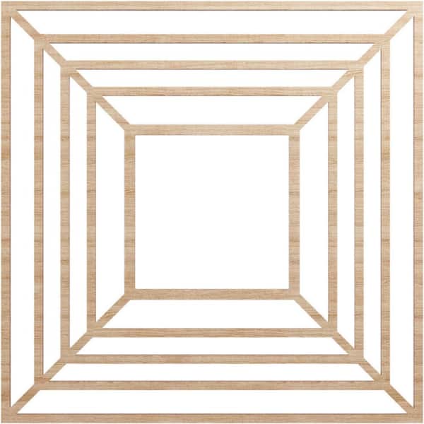 Ekena Millwork 24 in. x 24 in. x 1/4 in. Raven Wood Fretwork Pierced Ceiling Medallion, Alder