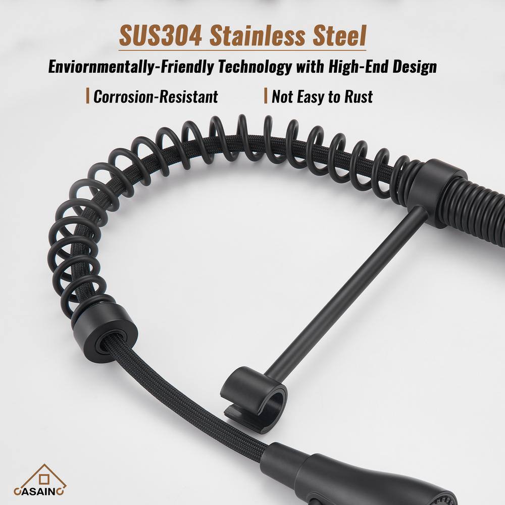 Matte Black Stainless Steel Pull-Out Kitchen Faucet