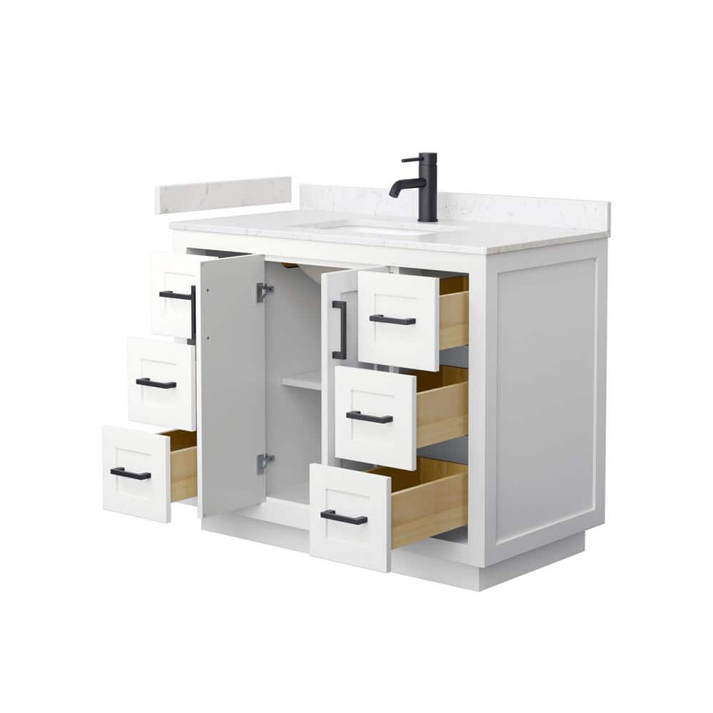 Miranda 42" White and Black Wood & Marble Single Bathroom Vanity