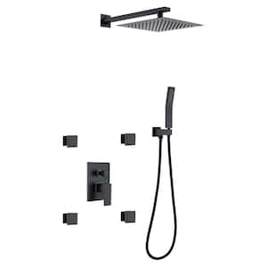 Single Handle 1-Spray Shower Faucet 1.8 GPM with Pressure Balance Modern Brass Wall Mount Shower System in. Matte Black
