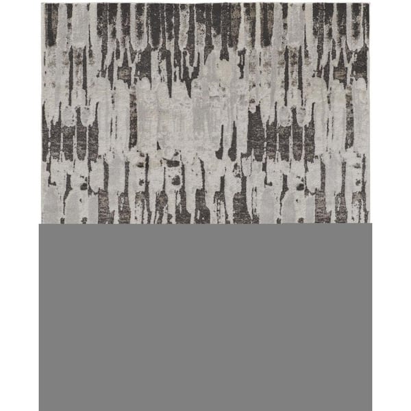 HomeRoots Ivory Brown and Gray 2 ft. x 3 ft. Abstract Area Rug