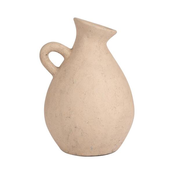 Liv & Skye 19 in. Ivory Pottery Round Decorative Vase