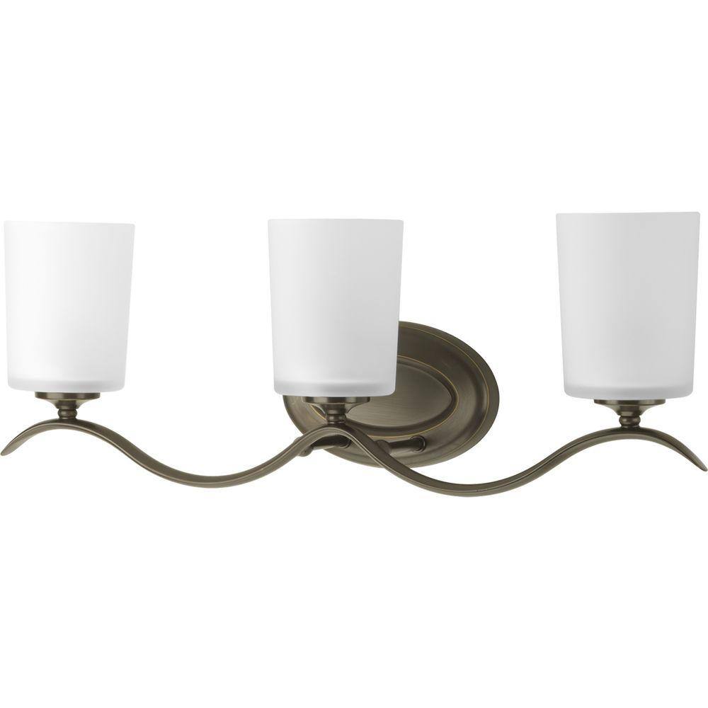 Antique Bronze 3-Light Wall Sconce with Etched Glass Shades