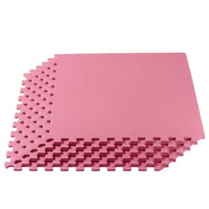 Pink 24 in. W x 24 in. L x 3/8 in.Thick Multipurpose EVA Foam Exercise/Gym Tiles (12 Tiles/Pack) (48 sq. ft.)