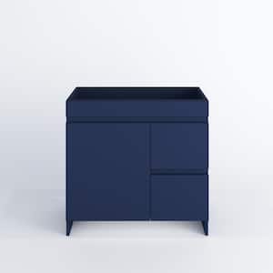 Mace 36 in. W x 20 in. D x 35 in. H Single-Sink Bath Vanity Cabinet without Top in Navy Blue Right-Side Drawers