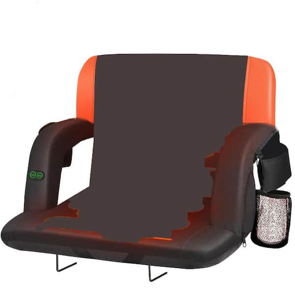 Black Dual-Sided Heated Stadium Seats for Bleachers with Back Support, 3 Levels Heating Stadium Seating Chair