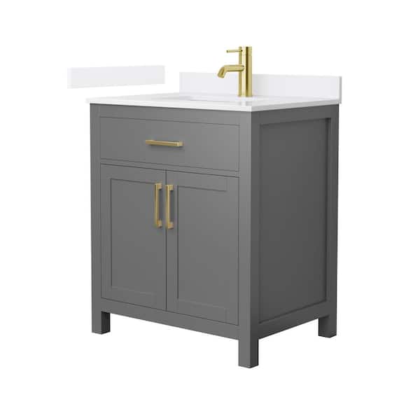 Beckett 30 in. Single Freestanding Dark Gray Bath Vanity with White Quartz Top (Assembled)