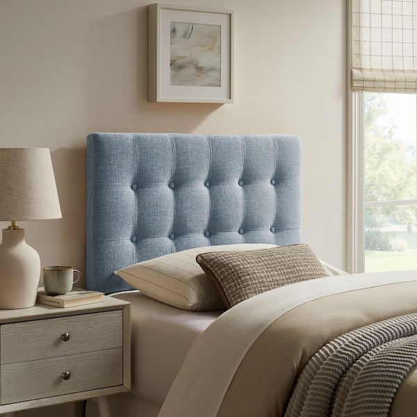 Emily Twin Size Fabric Headboard in Sky Blue