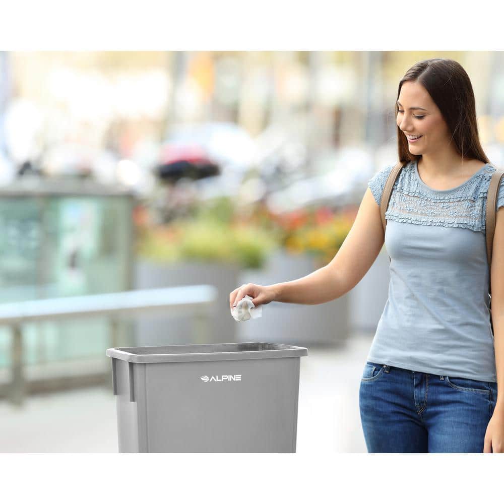Gray 23 Gallon Plastic Indoor Waste Bin