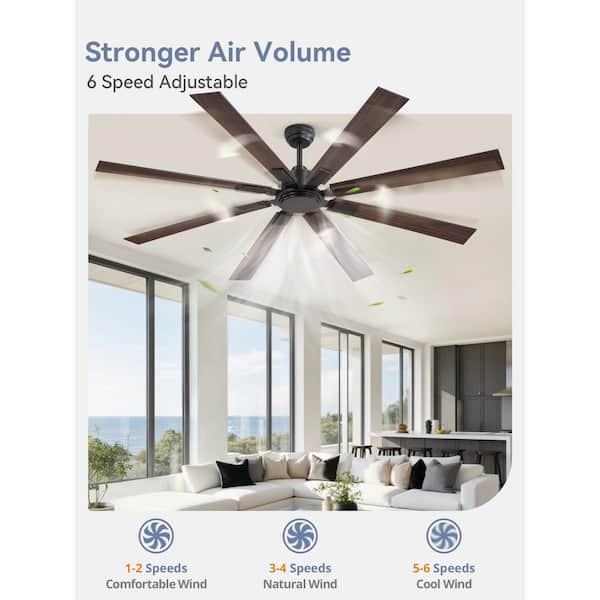 72 in. Indoor/Outdoor DC Motor Matte Black Ceiling Fan with Remote Control Included