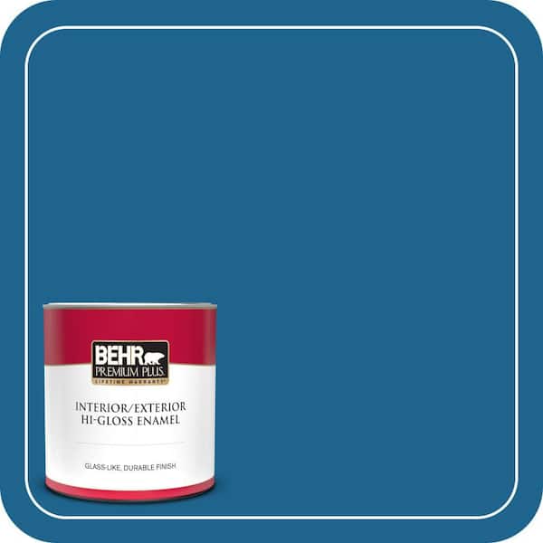 BEHR PREMIUM PLUS 1 qt. #MQ5-57 Traditional Blue Hi-Gloss Enamel Interior/Exterior Paint & Primer