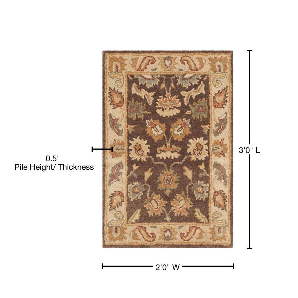Brown and Ivory Hand-Tufted Wool Area Rug, 2' x 3'
