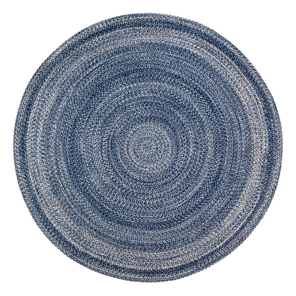 Epona Braided 8 ft. Round Blue Area Rug