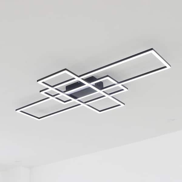 UMEILUCE 22 in. 6-Light Integrated LED Flush Mount Black Finish Modern  Dimming Ceiling Light for Living Room Bedroom Entry mys089 - The Home Depot
