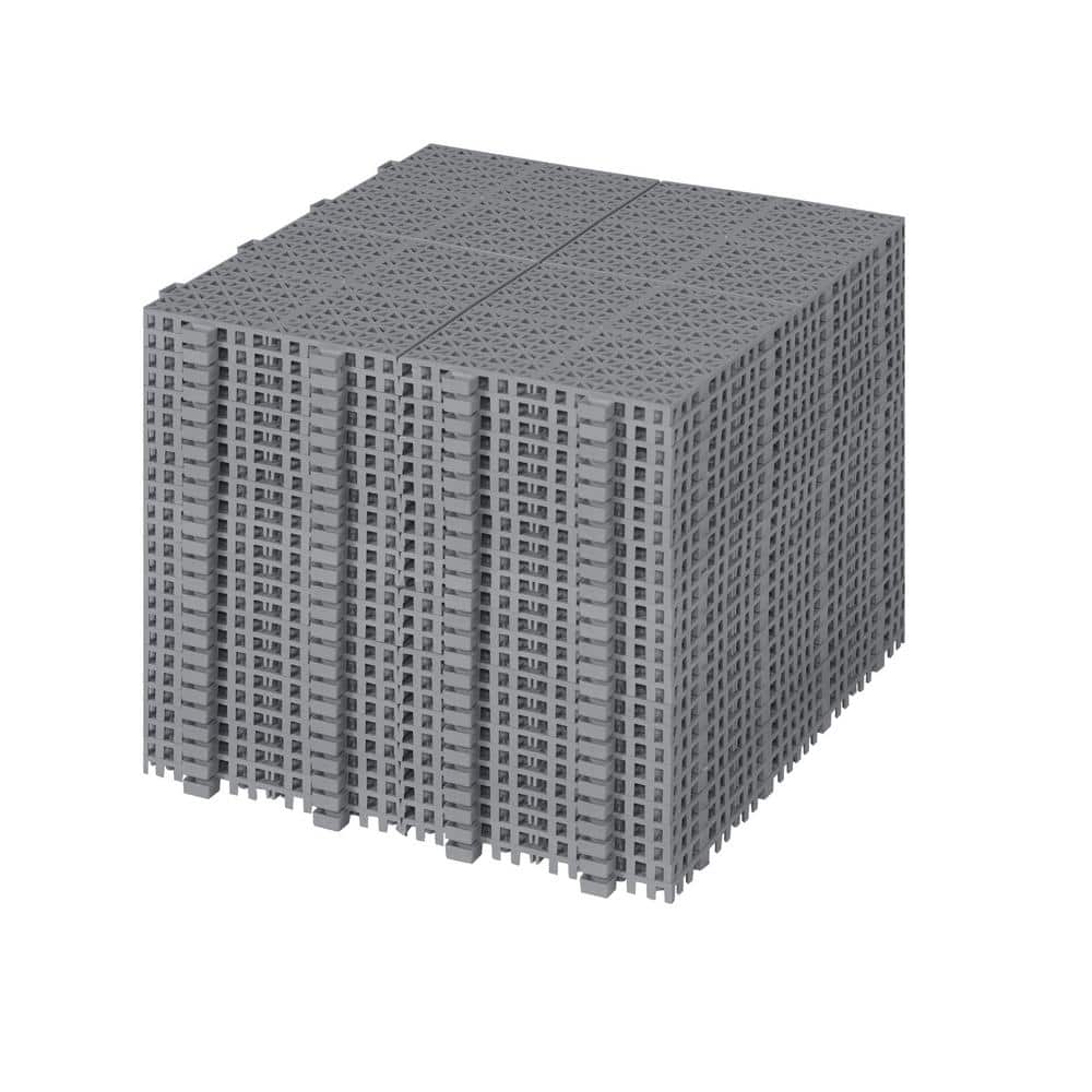 Gray Rosette Pattern Interlocking Deck Tiles, 12" x 12", Pack of 24