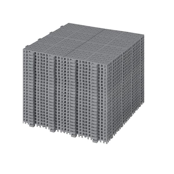 GOGEXX 12 in. x 12 in. Gray Porch Rosette Pattern Interlocking Deck Tiles Plastic Flooring Waterproof Outdoor (Pack of 24）