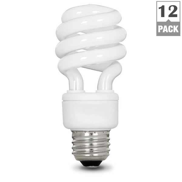 100-Watt Equivalent T3 Spiral Non-Dimmable E26 Base Compact Fluorescent CFL Light Bulb, Soft White 2700K (12-Pack) 100-Watt Equivalent T3 Spiral Non-Dimmable E26 Base Compact Fluorescent CFL Light Bulb, Soft White 2700K (12-Pack)