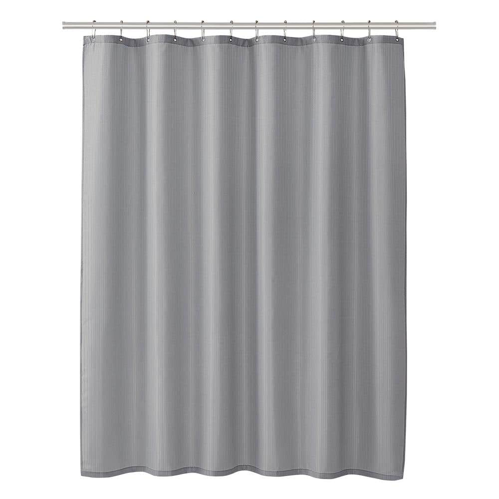 Clorox Gray 100 Polyester Shower Curtain Set with Waterproof PEVA