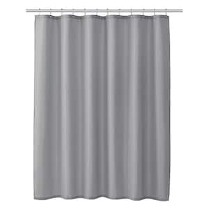Gray 100% Polyester Shower Curtain Set with Waterproof PEVA Liner and 12 Metal Hooks, 70 in. x 72 in.