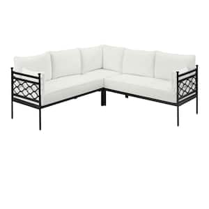 Wakefield 3-Piece Aluminum and Steel Outdoor Sectional Set with CushionGuard Plus Natural White Cushions