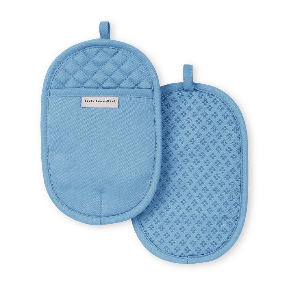 Blue Velvet Silicone Grip Oval Pot Holder Set