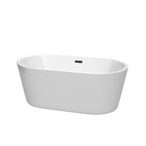 Carissa 60 in. Acrylic Flatbottom Bathtub in White with Matte Black Trim